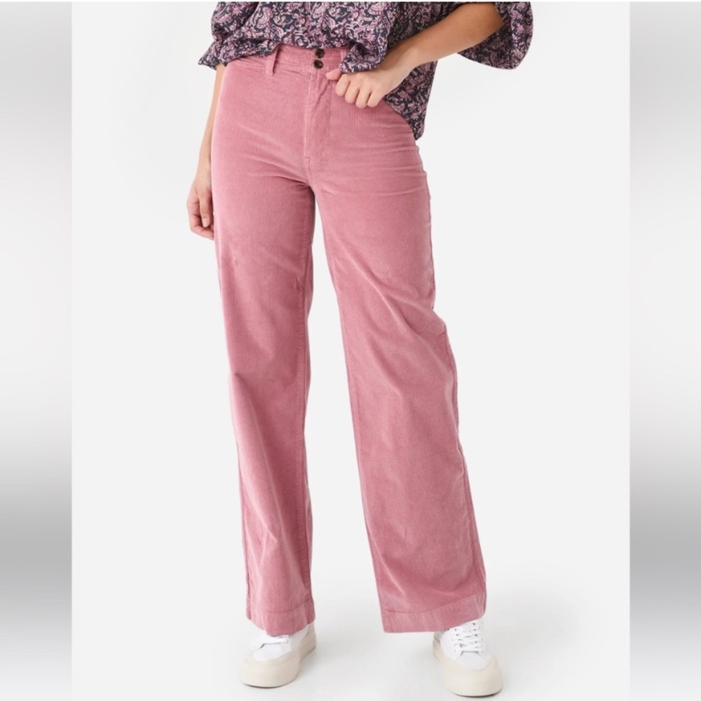 Faherty Stretch Cord Wide Leg Pant Mesa Rose Pink Organic Cotton Casual-31